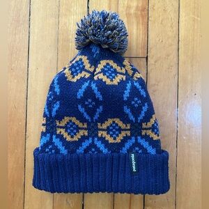 Patagonia Kids’ Powder Town Beanie | Blue Geometric Knit Winter Hat